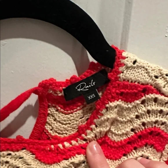 Rails Coen Flutter-Sleeve Crochet Knit Top XXS - Picture 5 of 6
